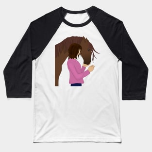 Girl with Brown Horse Baseball T-Shirt